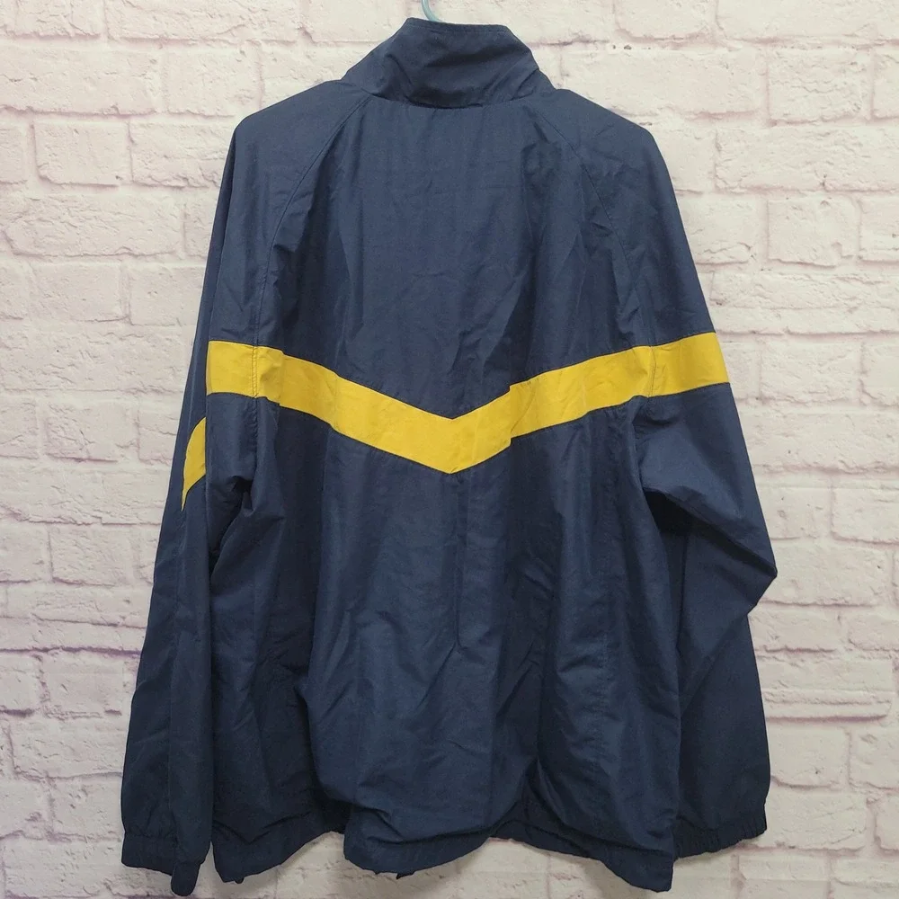 VTG Nike Windbreaker Track Jacket Mens XXL Fleece Lined Blue Yellow Zip Up *READ